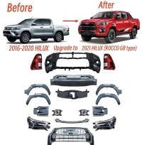 Hilux 2016-2020 Ansiktslyftning till 2021 Hilux ROCCO GR Typ Bodykit Med Baklykta Pannlampa Grill Stötfångare